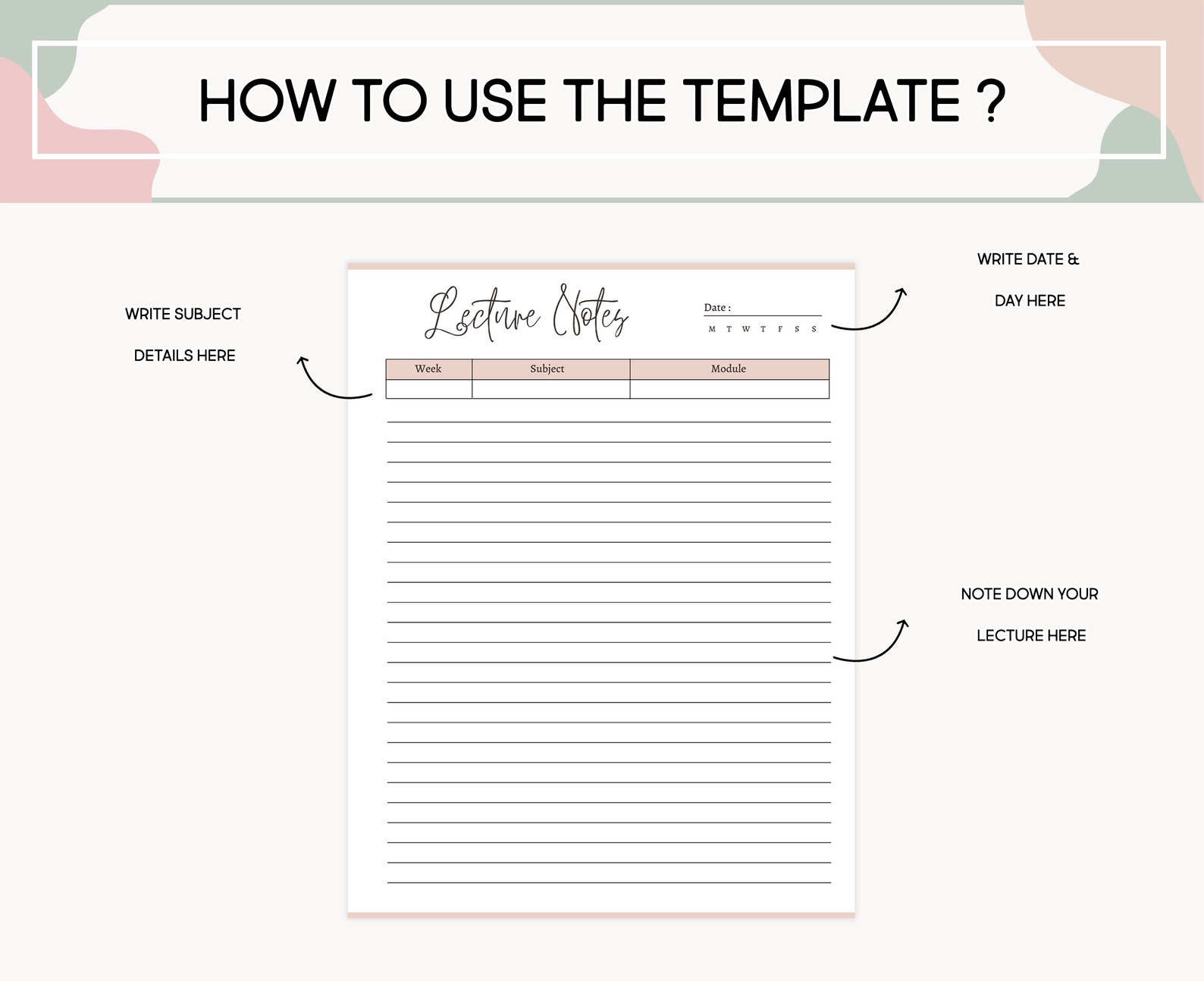 Lecture Notes Printable Template Editable Study Notes Lined - Etsy
