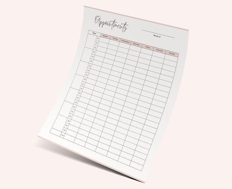 Appointment Log Printable Template Editable Appointment Sheet Digital Time Block Template Daily Appointment Organizer Productivity Planner