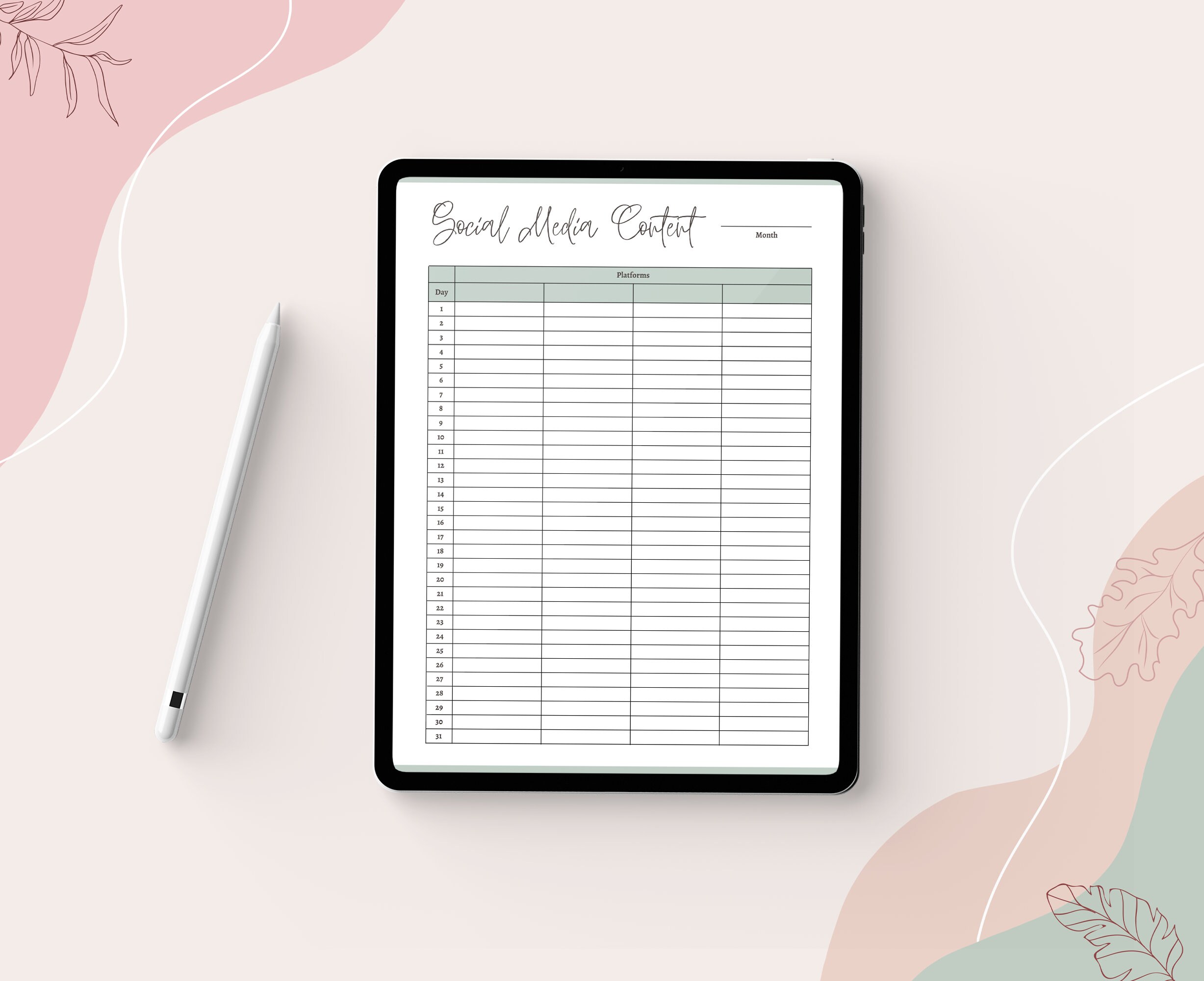 Printable Social Media Content Template Social Media - Etsy