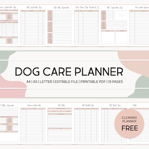 Paquete de planificador de cuidado de perros, carpeta de cuidado de mascotas imprimible para planificador de cachorros, nuevas plantillas de entrenamiento de mascotas para diario de cachorros, kit de registros para perros, A4, A5, carta de EE. UU.
