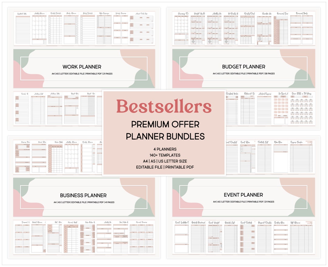Bestselling Planner Bundle Printable ADHD Workbook Event Business ...