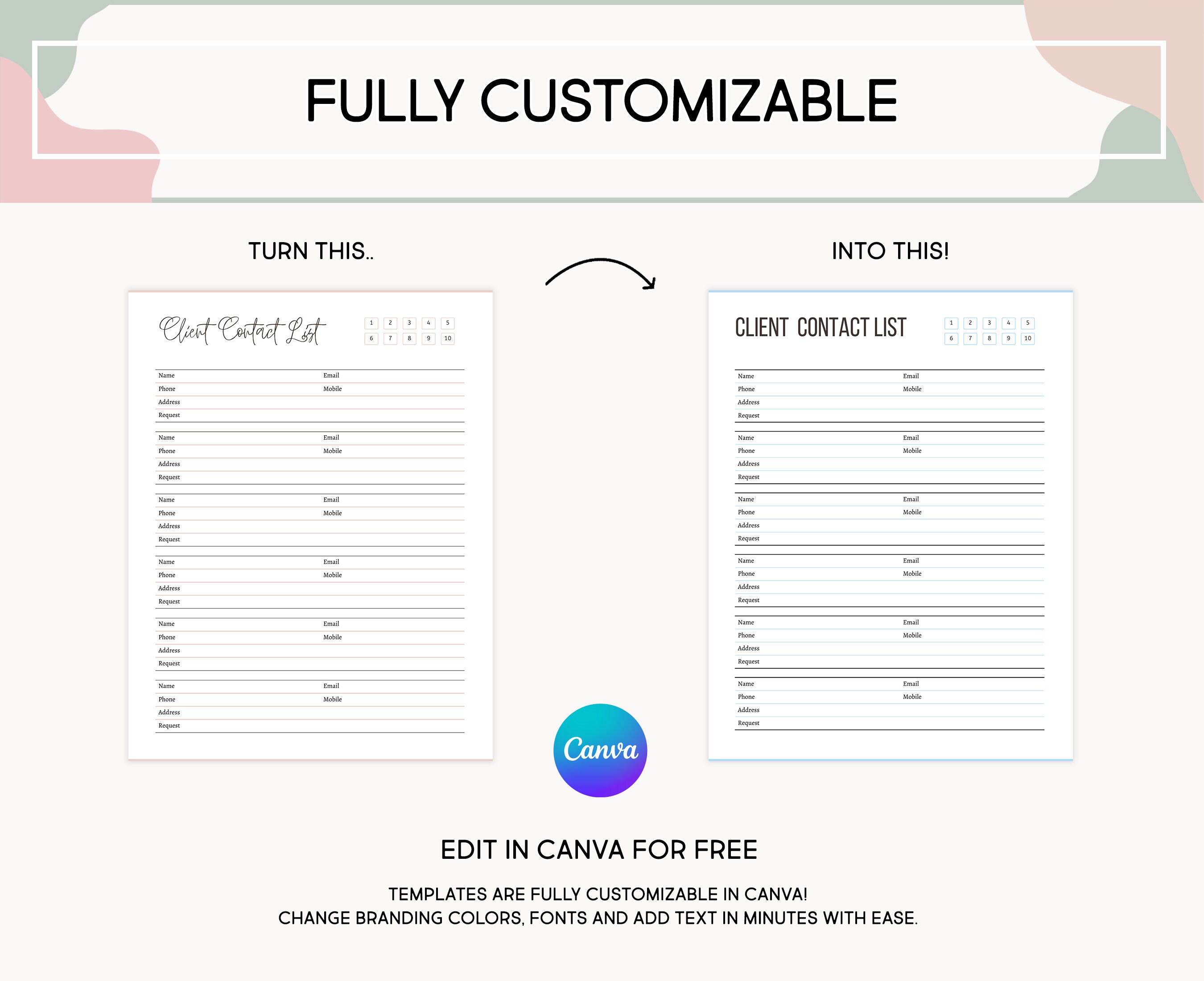 Employee Time Sheet Editable Canva Digital Template - Printable Time ...