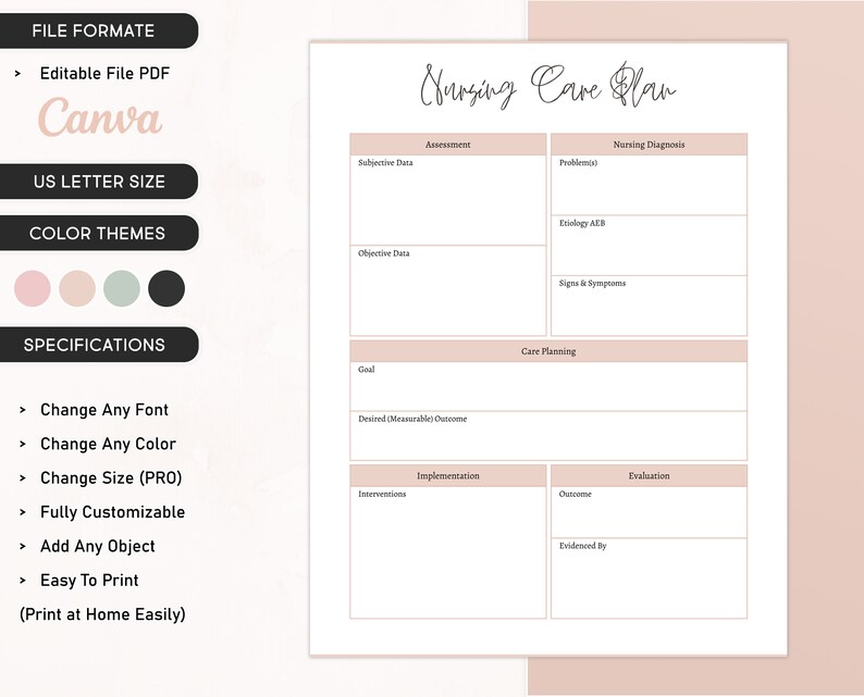 Nursing Care Plan Templates for Nursing Student, Nursing Worksheet ...