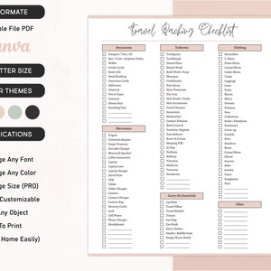 Travel Packing List, Packing List template, Vacation Packing List, Packing Checklist, the Ultimate Travel Checklist, Travel Vacation Planner