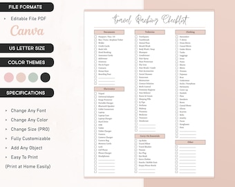 Travel Packing List, Packing List template, Vacation Packing List, Packing Checklist, the Ultimate Travel Checklist, Travel Vacation Planner
