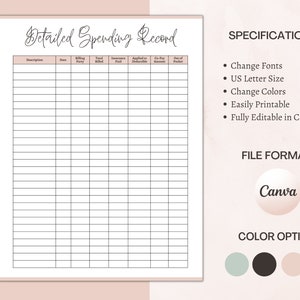 Medical Spending Record Template, Printable Medical Expense, Cost Tracker Medical Finance, Health Expense Sheet Digital Instant Download