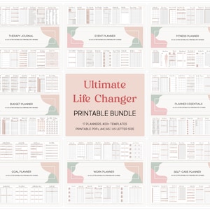 Life Changer Bundle Printable ADHD Workbook, Mega Everything Goal Planner for Adults, Daily Yearly Organizer Household Cleaning Template