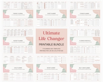 Life Changer Bundle Cahier d’exercices imprimable sur le TDAH, planificateur d’objectifs Mega Everything pour adultes, organisateur annuel quotidien, modèle de nettoyage ménager
