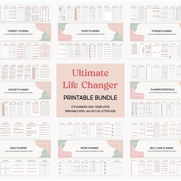 Life Changer Bundle Printable ADHD Workbook, Mega Everything Goal Planner for Adults, Daily Yearly Organizer Household Cleaning Template