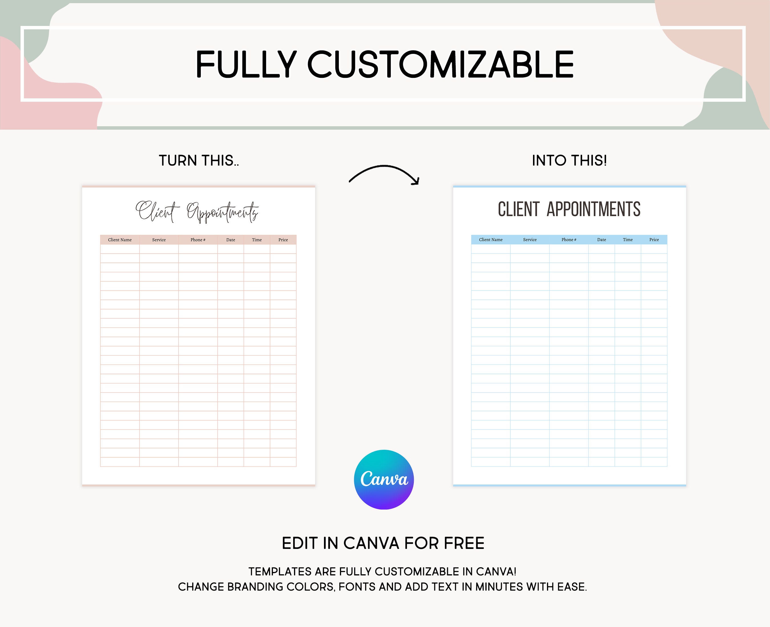 Printable Client Appointment Log, Client Appointment Tracker, Client ...