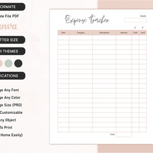 Printable Expense Tracker Template Editable Financial - Etsy