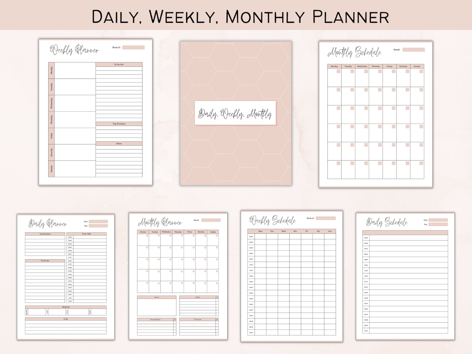 Printable Planner Essentials Bundle - Daily Weekly Monthly Planner ...