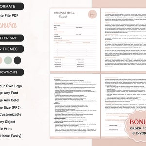 Aufblasbarer Mietvertrag bearbeitbare Vorlage, einfacher Hüpfhaus-Mietvertrag, Hüpfhaus-Mietvertrag, sofortiger PDF-Download