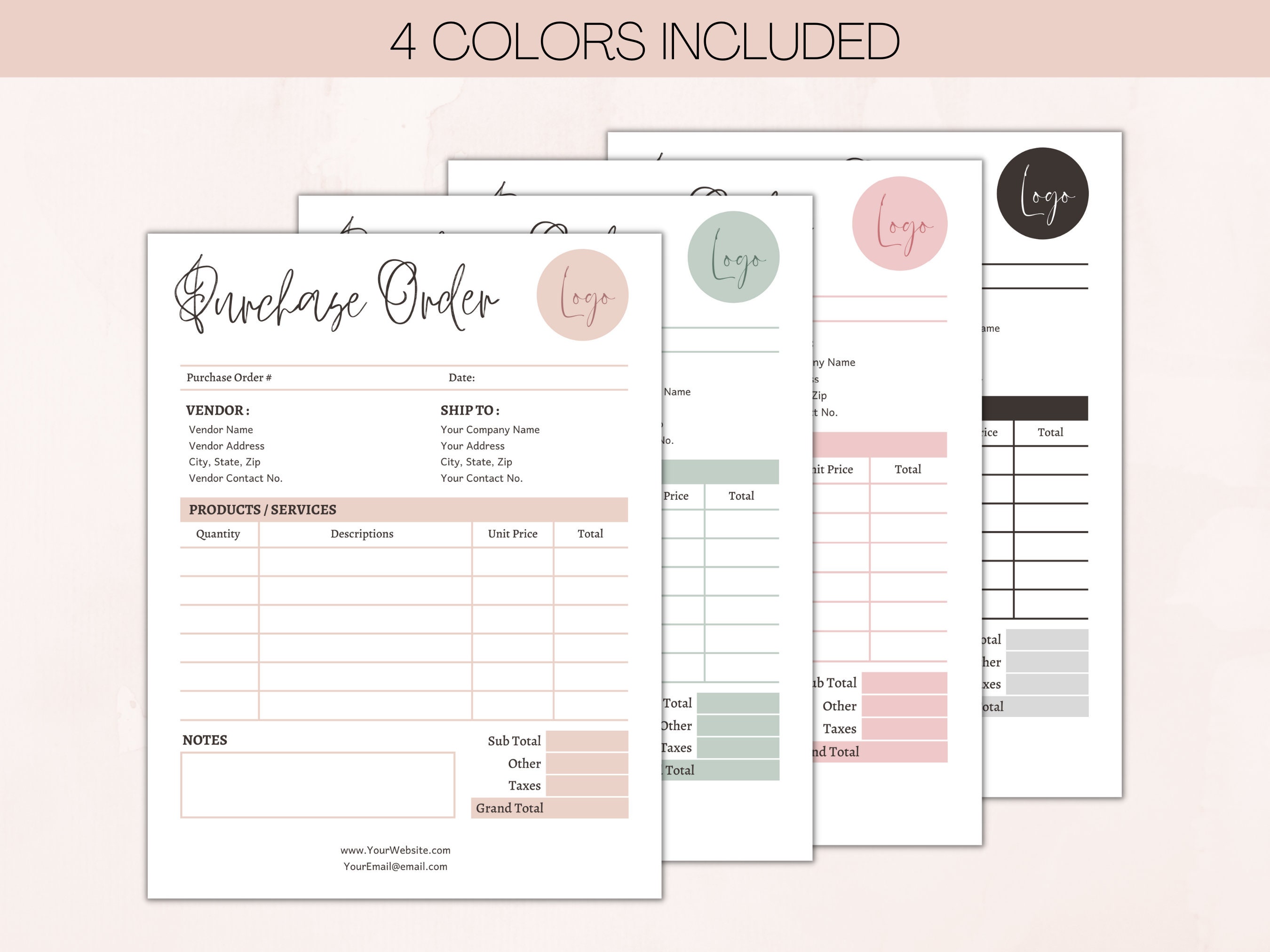 Editable Purchase Order Template Canva Order Form Template - Etsy Australia