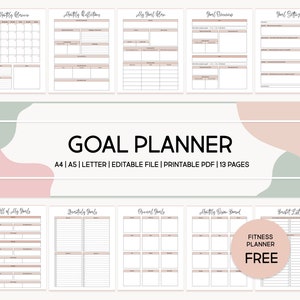 Printable Goal Planner Bundle in Pdf, Goal Setting Planner Guide, Smart ...