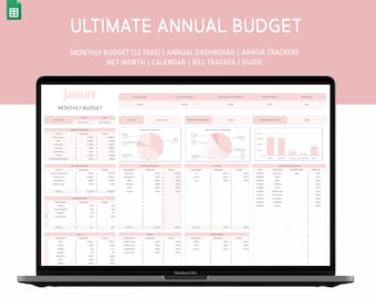 Annual Budget Spreadsheet Template Budget Planner, Personal Finances, Income, Expenses, Bills, Savings Tracker Google Sheet, Yearly Budget