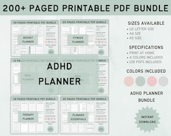 ADHD Planner Bundle: Self-Care & Productivity (Printable PDF)