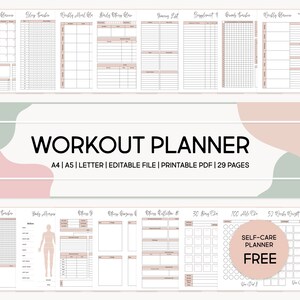 Printable Workout Planner Bundle Daily Workout, Fitness Journal ...