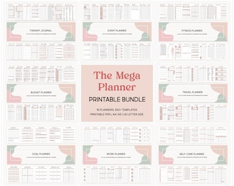 Mega druckbare Planer Bundle, ADHD Arbeitsbuch Alles Planer für Erwachsene Haushalt Reinigung Vorlage Täglich Wöchentlich Monatlich Jährlich Organizer