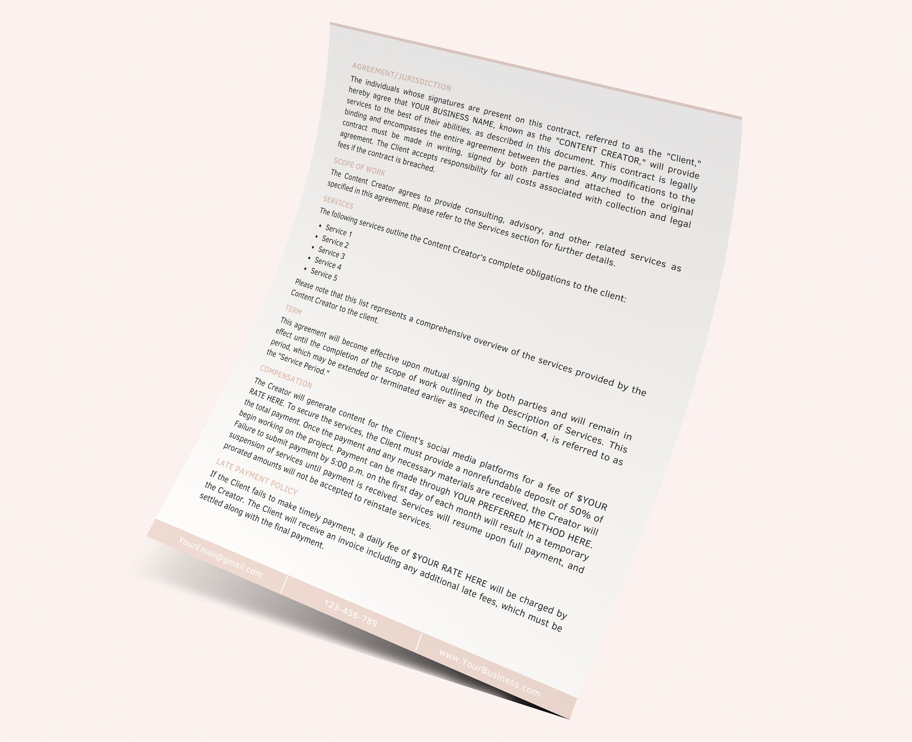 Ugc Contract Example UGC Creator Contract Template, Editable UGC Contract, Professional ...