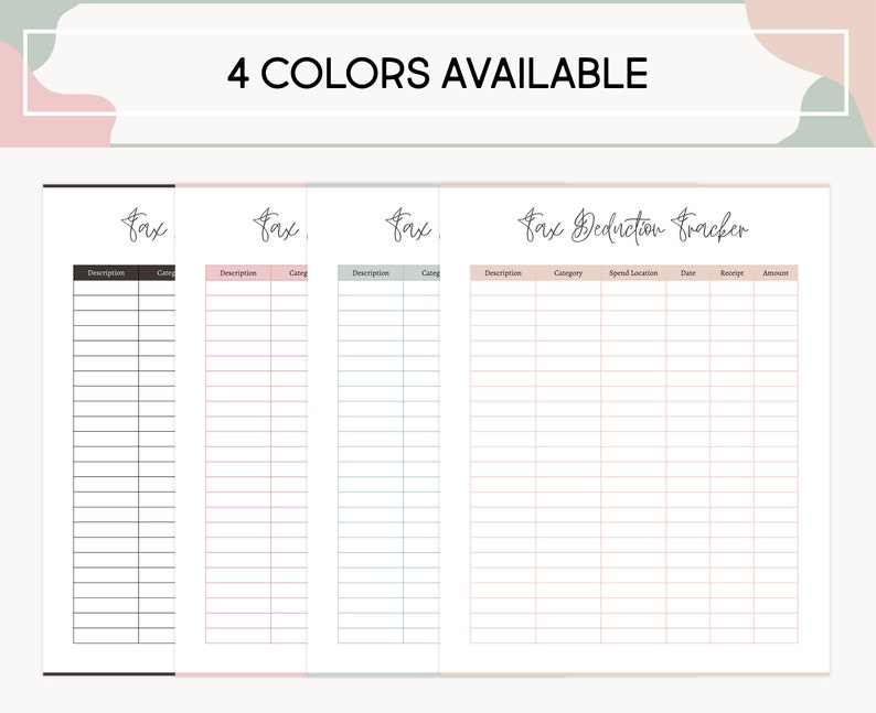Editable Tax Deductions Tracker Printable Business Tax Log - Etsy