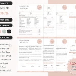 Facial Treatment Forms, Editable Facial Consent Form, Esthetician Templates, Beauty Salon Forms, Skincare Consultation, Treatment Forms
