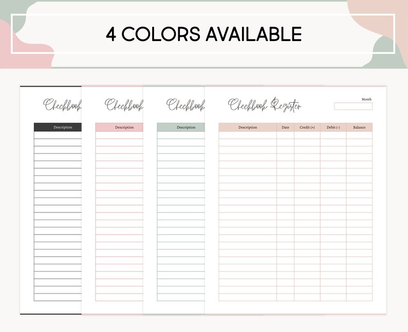 Checkbook Registration log Printable, Income and Expense Canva Tracker, Account Ledger Transaction Register, US Letter Size, Finance Tracker