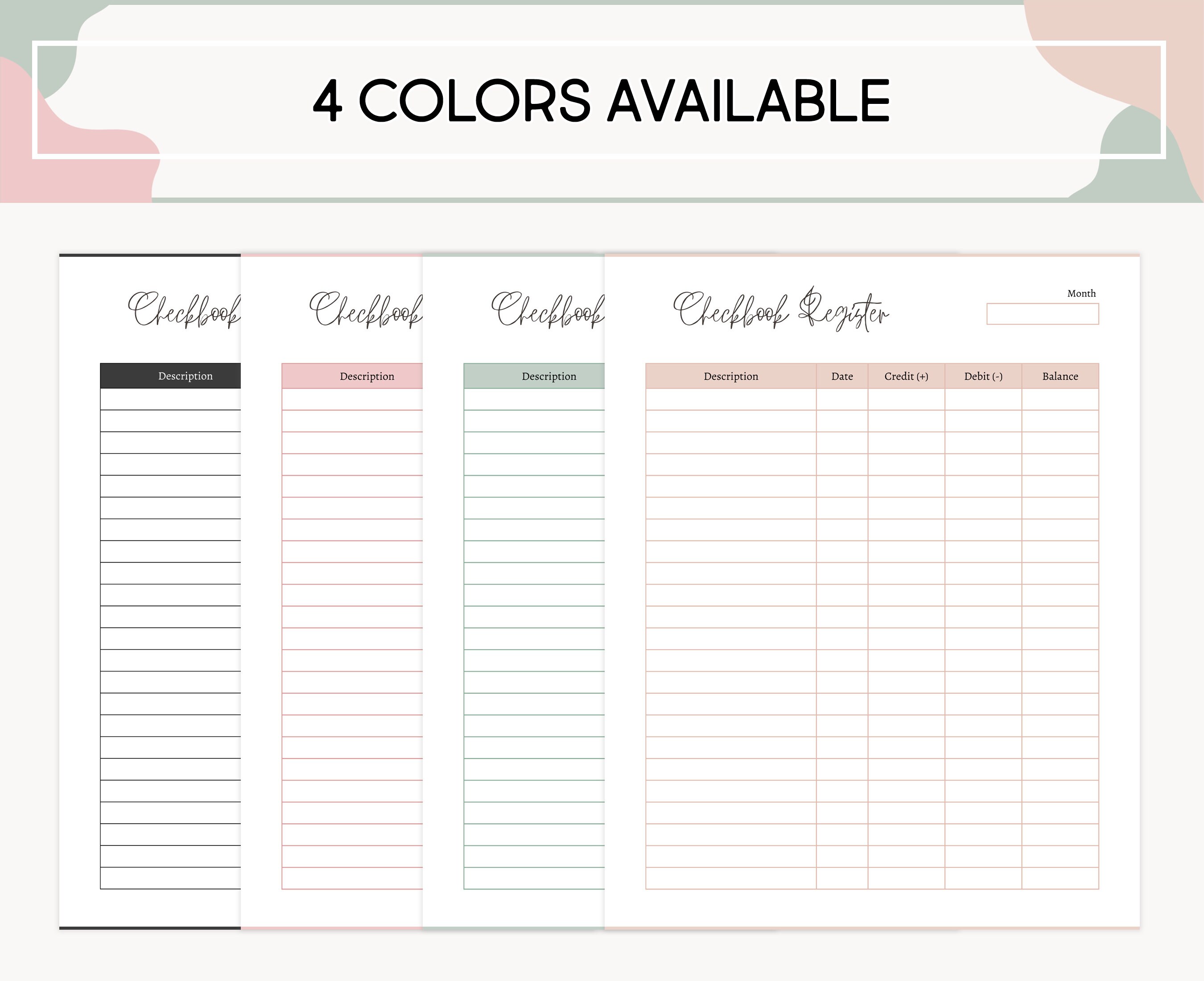 Checkbook Registration Log Printable and Expense Canva Etsy