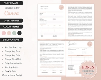 Event Decor Rental Contract, Editable Party, Wedding Decor Rental Contract, Event Equipment Rental Agreement, Event Decoration Rental Forms