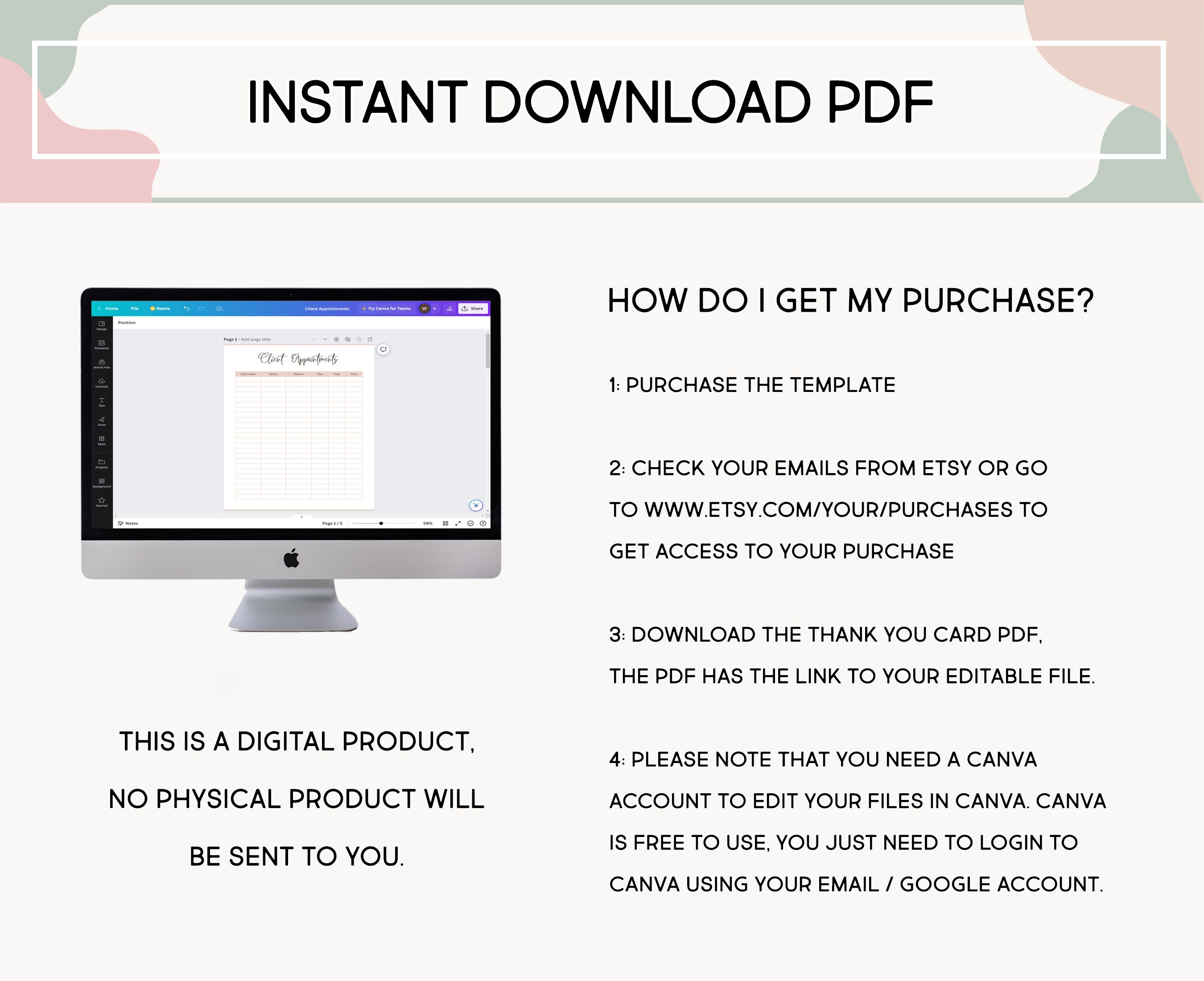 Buy Printable Client Appointment Log, Client Appointment Tracker.