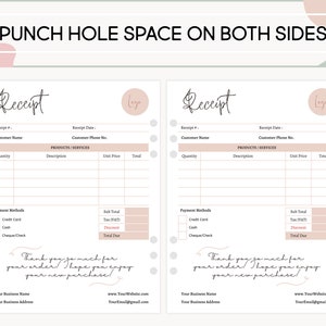 Printable Receipt Template, Canva Printable Billing Template, Editable in Canva, 4 Premade Minimal Colors, Order Form, Business Receipt