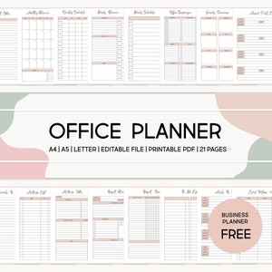 Office Work Planner and Organizer, Work To Do Checklist, Custom Employee Planner, Printable Schedule and Editable Business Meetings Tracker