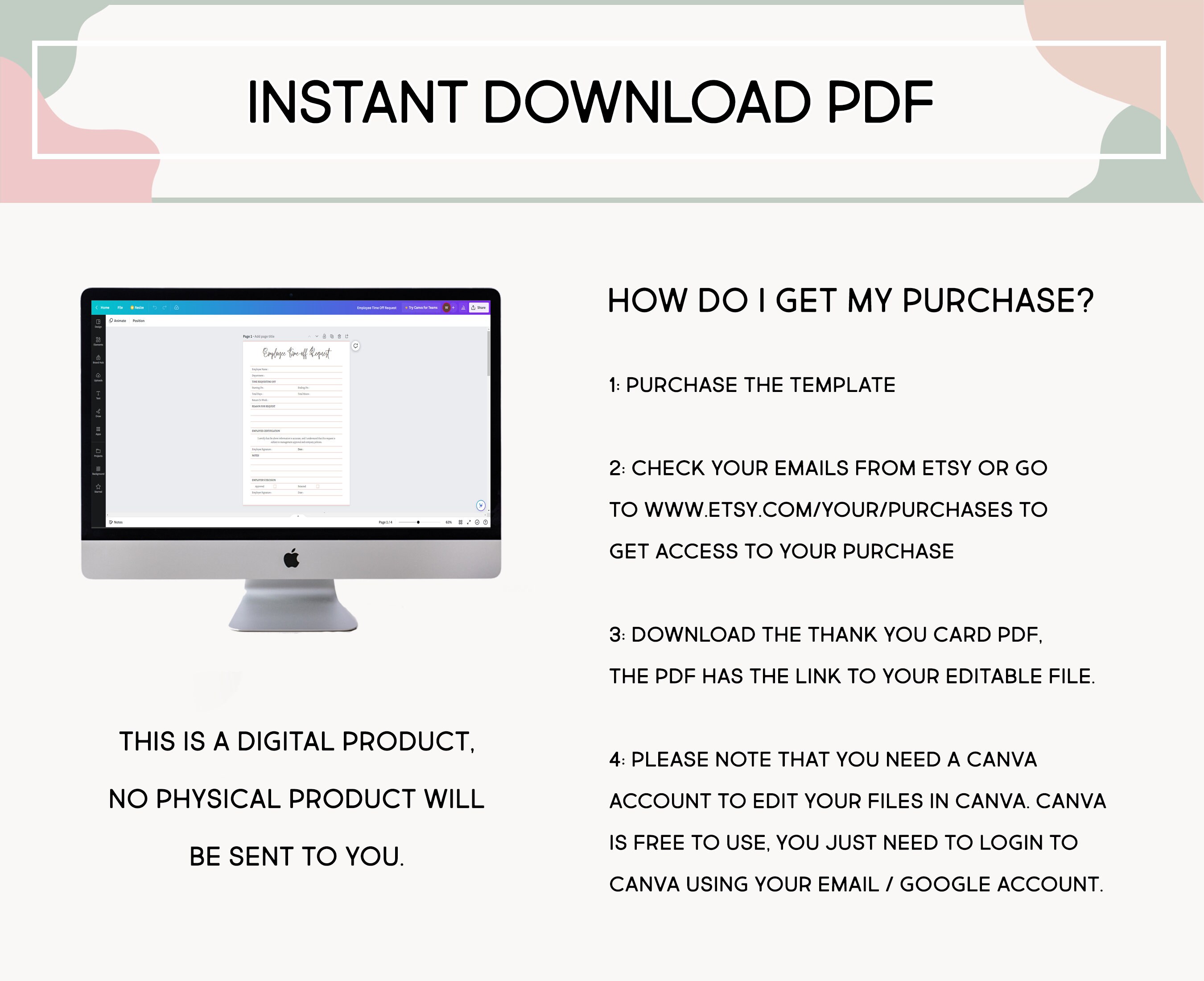 Employee Time Sheet Editable Canva Digital Template - Printable Time ...