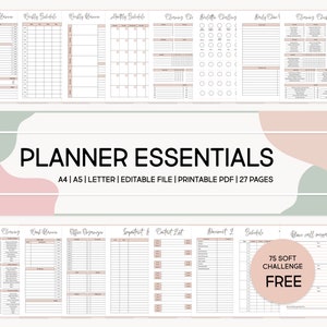 Planer Essentials, Budgetplanerare, Prenumerations- och kontospårare, Pensionssparande, Direktnedladdning, A4/A5/US Letter-storlek, Utskrivbar PDF