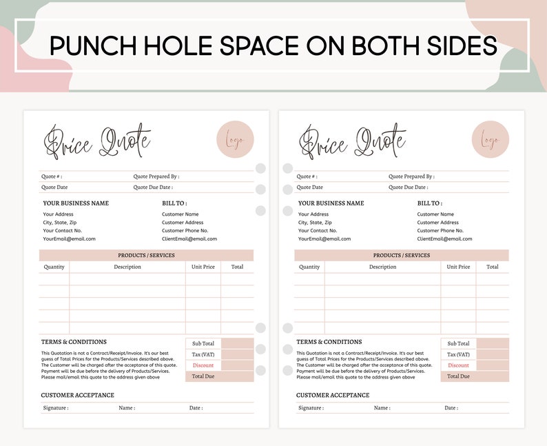 Canva Editable Price Quote Template - Printable Price Estimate ...
