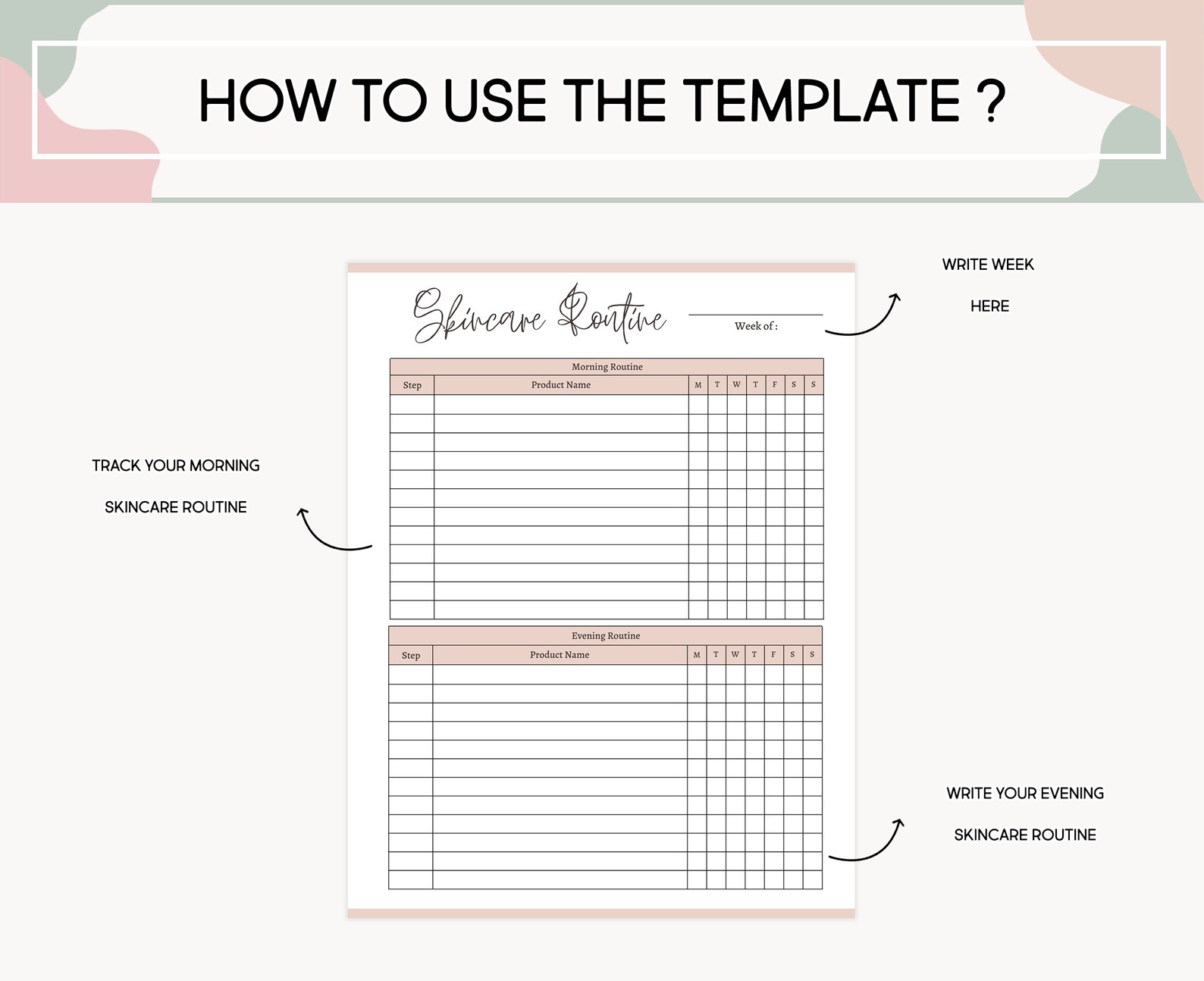 Printable Skin Care Routine Planner Editable Skin Care Daily - Etsy