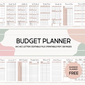 Printable Budget Planner Bundle Editable Finance Planner Kit Paycheck by Budget Debt Snow Ball Bi Weekly Monthly Templates Savings Trackers