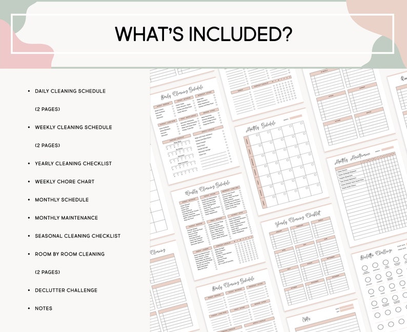 Cleaning Printable Planner Weekly Monthly Yearly Editable - Etsy