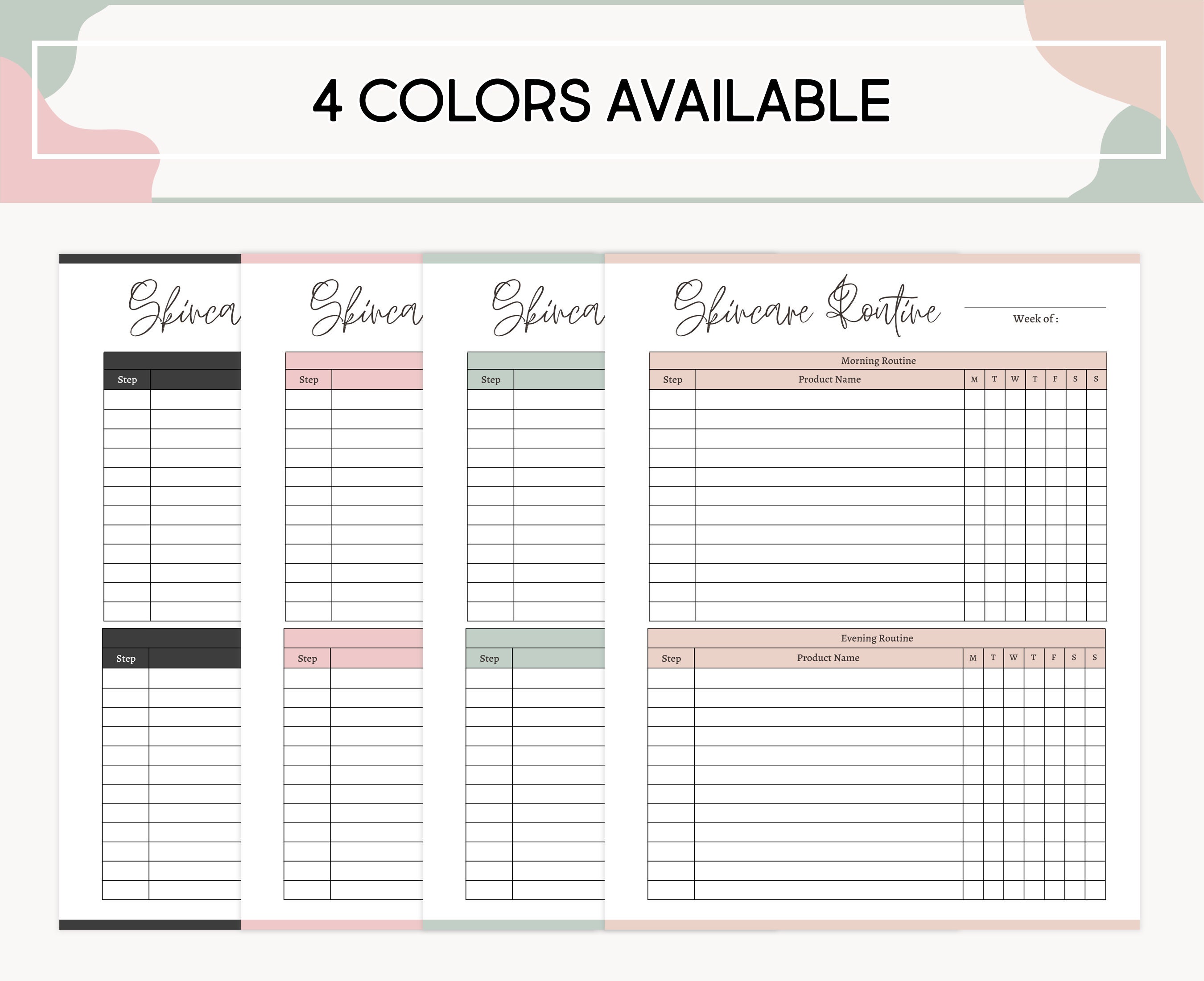 Printable Skin Care Routine Planner Editable Skin Care Daily - Etsy