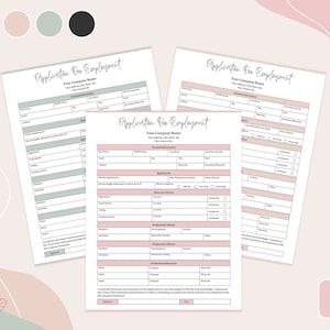 Job Application for Employment Template, Editable Employee Information Form, Human Resources, Printable & Fillable Canva Custom HR Templates
