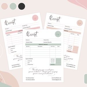 Receipt Templates, Editable in Canva, Printable Business Payment Receipt, Digital Instant Download, Order Form for Small Business Owners