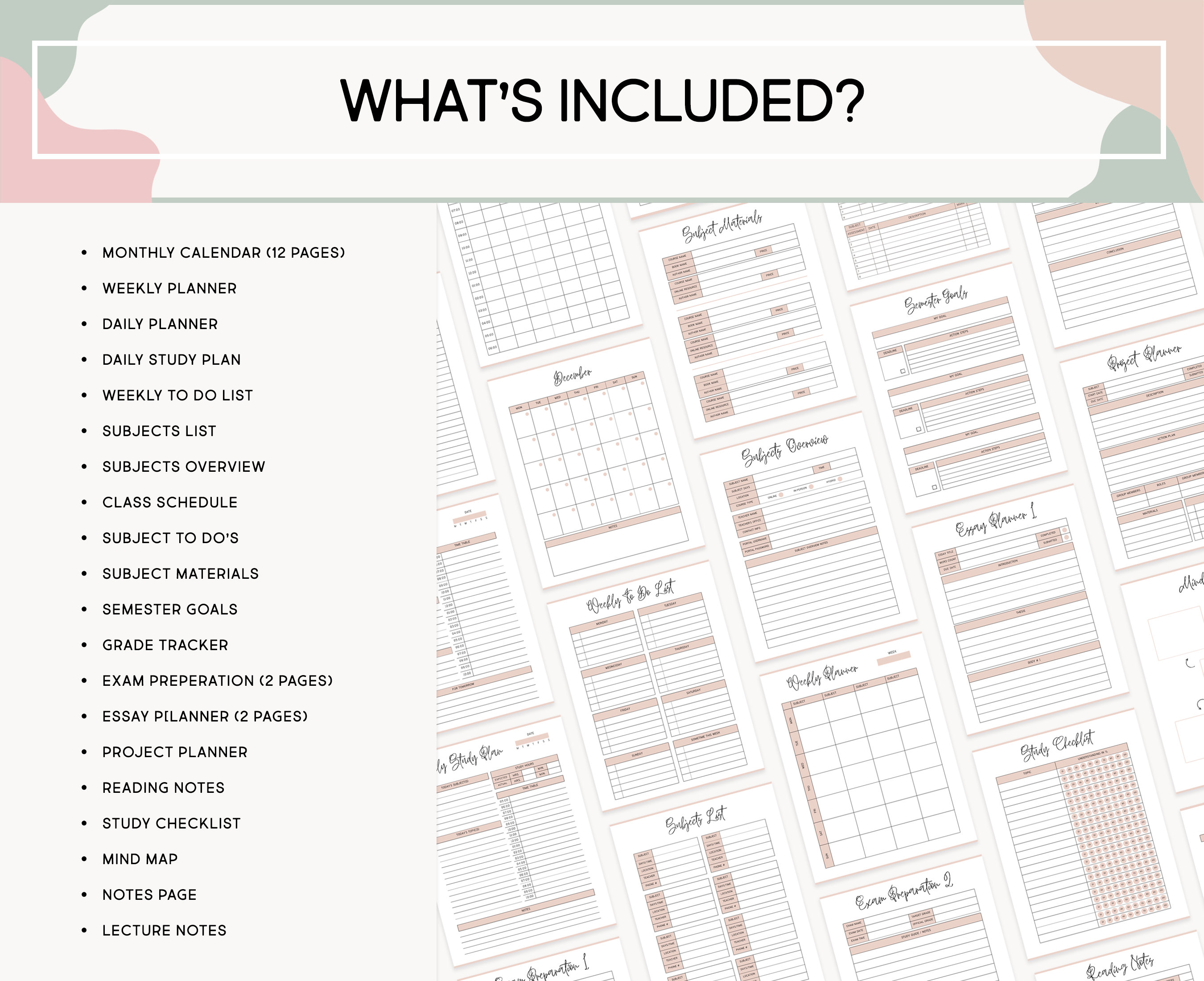 Student Planner Printable Template, Digital Academic Dairy, Daily ...