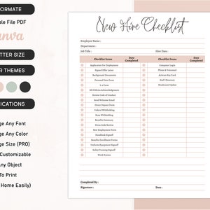 New hire checklist, Onboarding new hire list, new hiring forms, new hire employee, Employee Information Form, Editable New Hire Template