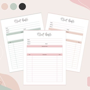 Client Profile Template, Customer Information Card, Printable Client Tracker, Direct Sales Planner, 4 Premade Colors, Editable in Canva