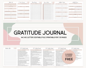 Pacchetto stampabile diario della gratitudine, registro della consapevolezza, diario digitale giornaliero con modelli benessere, diario digitale per la cura di sé, diario Goodnotes