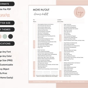 Editable Moving In/Out Cleaning Checklist, Cleaning Service Business, Professional House Moving Cleaning Template Cleaning Service Checklist