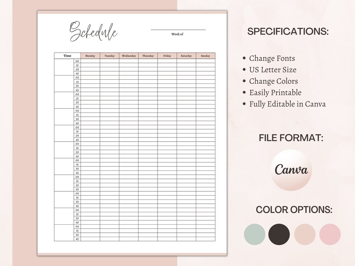 Daily Planner 15 Minute Increments To-do List Hourly - Etsy