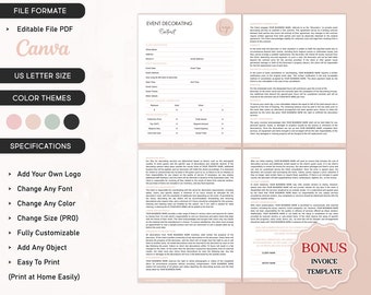 Editable Event Decorating Service Contract, Event Decor Rental Forms, Client Services Agreement, Professional Wedding Decorating Contract