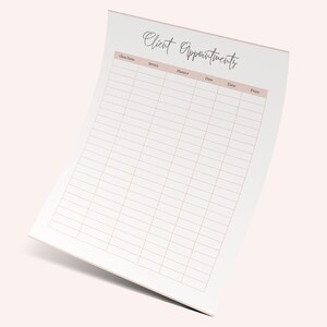 Printable Client Appointment Log, Client Appointment Tracker, Client Meeting Reminder, Client Appointments Template, Customer Meeting Record