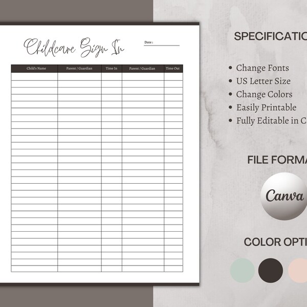 Parents Attendance Sign in Sheet - Etsy